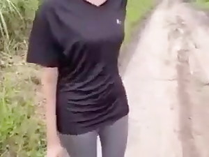 Sexy jogging woman plumbed